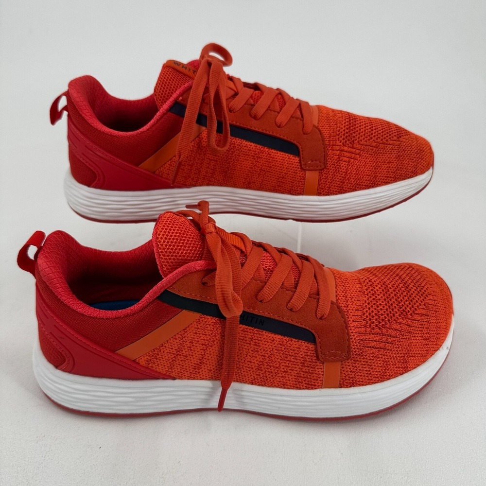 WHITIN Wide Toe Box Zero Drop MENS Orange Red Lace Up Road Running Shoes SIZE 9 - Picture 11 of 15